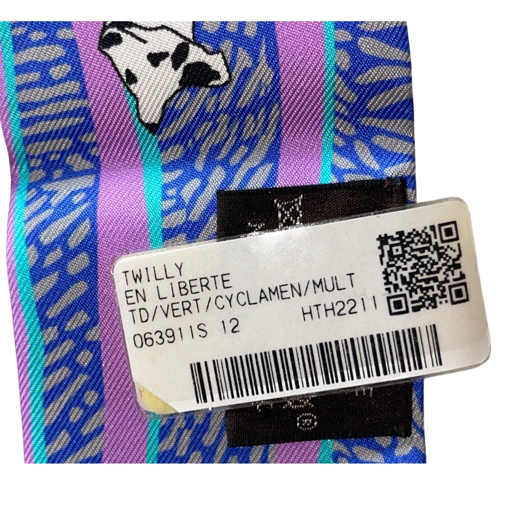 Hermès Twilly En Liberte Scarf Skinny Silk Colorful Print‎ - Picture 6 of 7